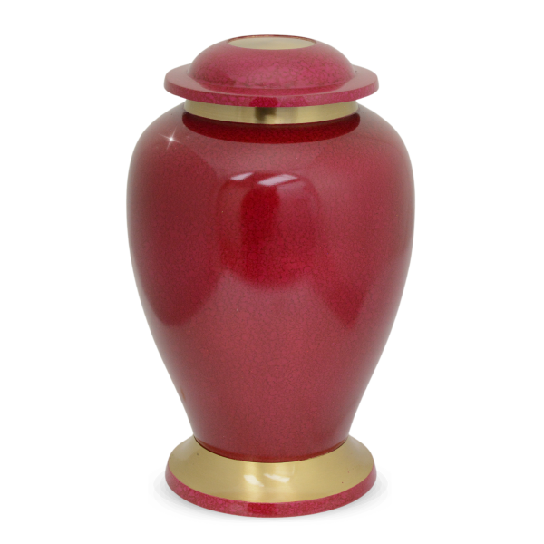 Gleaming Wine Red Brass Urn